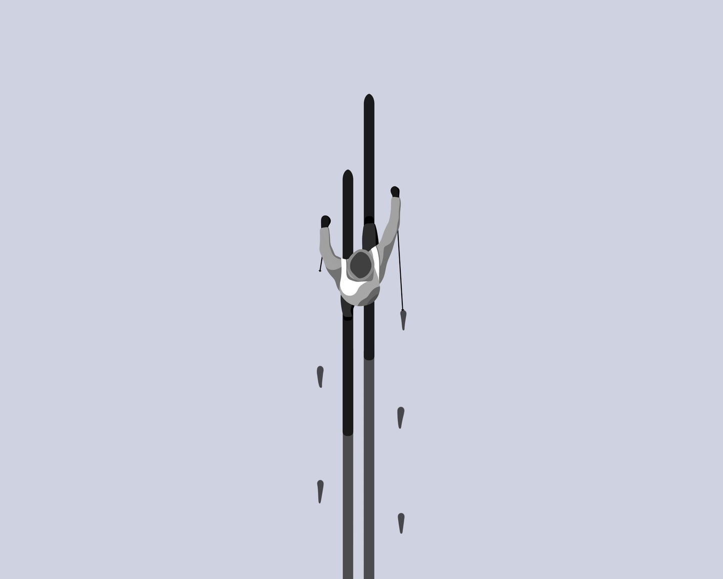 Detailed view of a skier from birds eye view