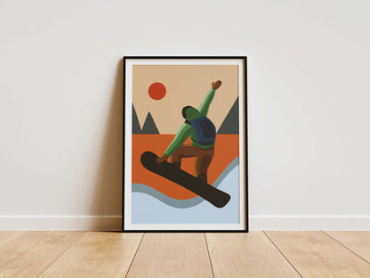 Snowboard Wall Art Print: Retro Winter Sports Poster