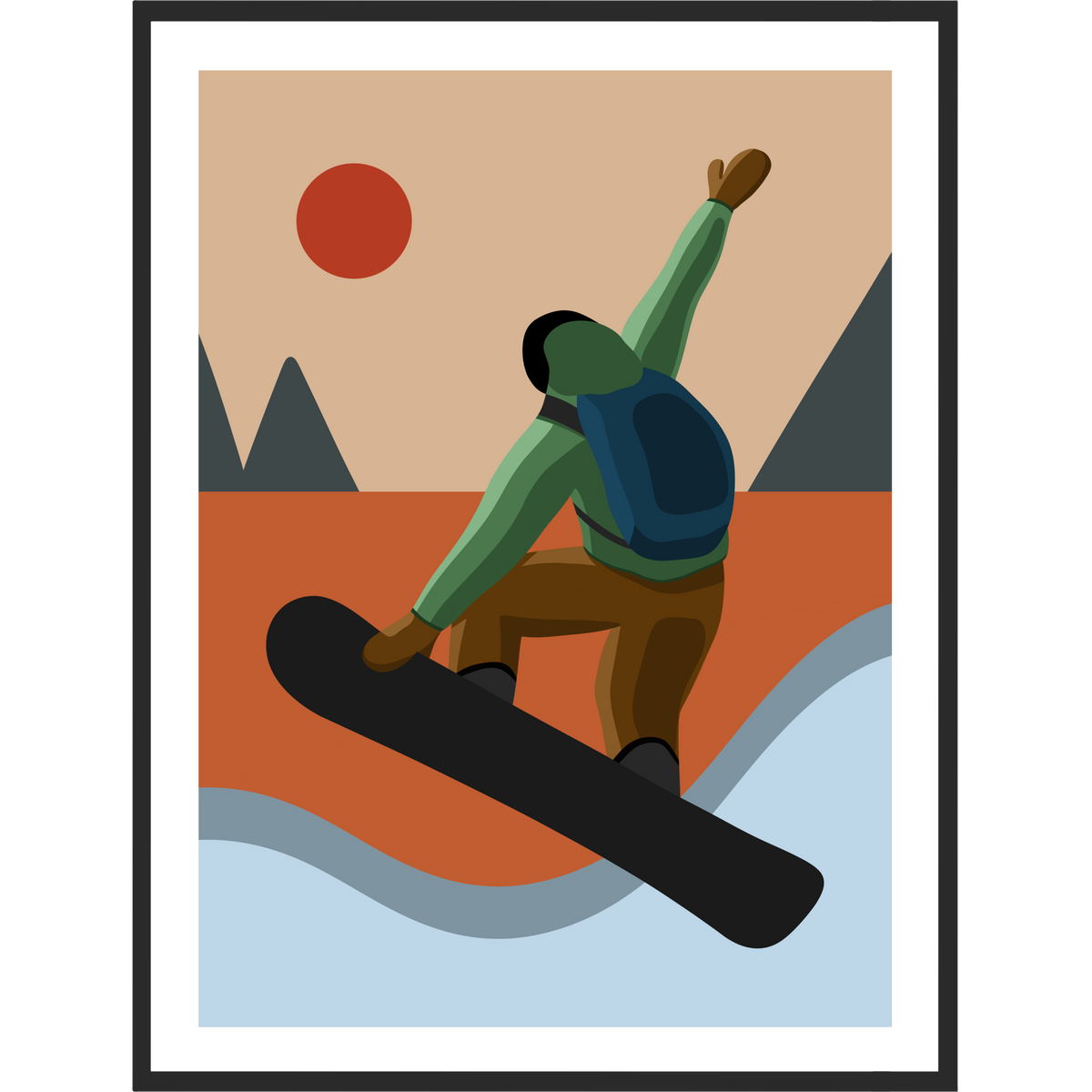 Snowboard Wall Art Print: Retro Winter Sports Poster