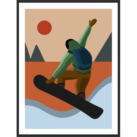 Snowboard Wall Art Print: Retro Winter Sports Poster