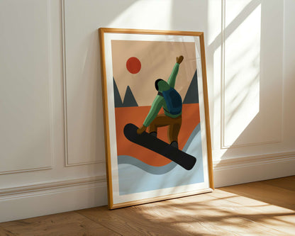 Snowboard Wall Art Print: Retro Winter Sports Poster