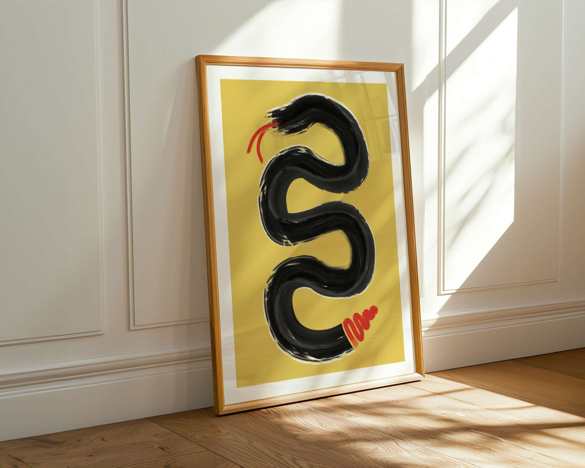 Modern Snake Wall Art: Minimalist Bold Living Room Artwork