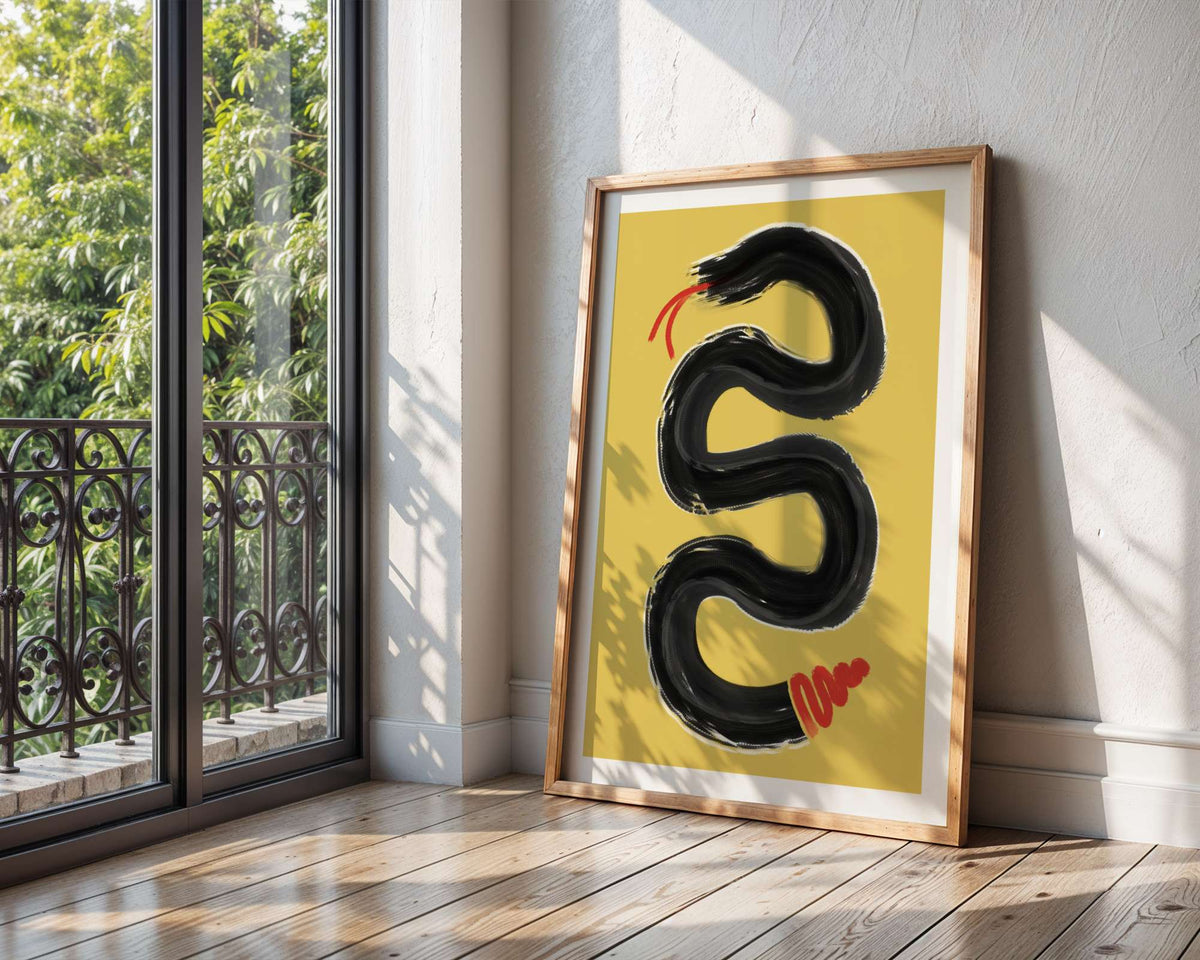 Modern Snake Wall Art: Minimalist Bold Living Room Artwork