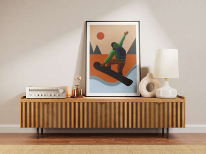 Snowboard Wall Art Print: Retro Winter Sports Poster