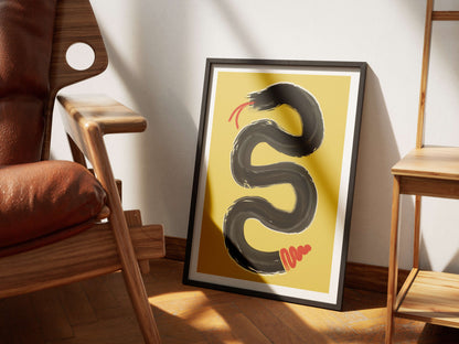 Modern Snake Wall Art: Minimalist Bold Living Room Artwork