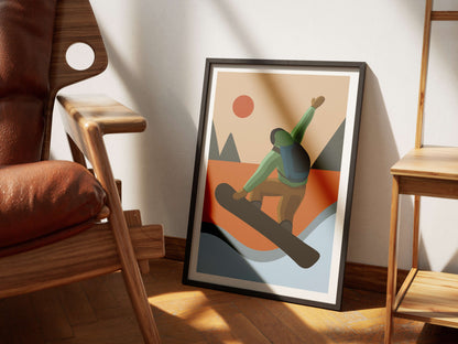 Snowboard Wall Art Print: Retro Winter Sports Poster